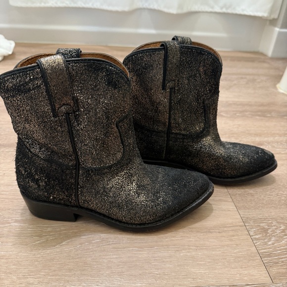 FRYE Leather Pull-On Boots Billy Short Metallic Gold Size 6B - Picture 8 of 10